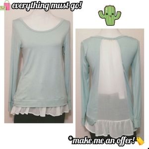 💚Ezra Long Sleeve Top w White Sheer Underla